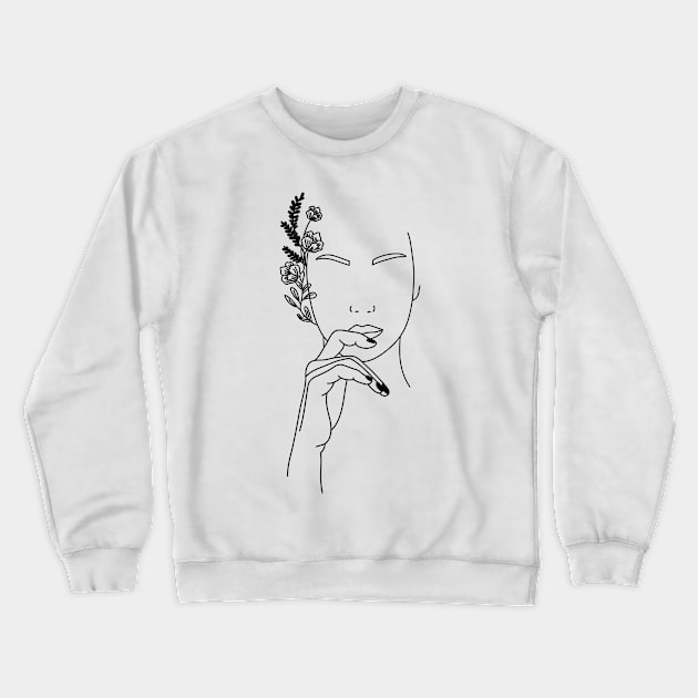 Flower Goddess Crewneck Sweatshirt by MinimalLineARt